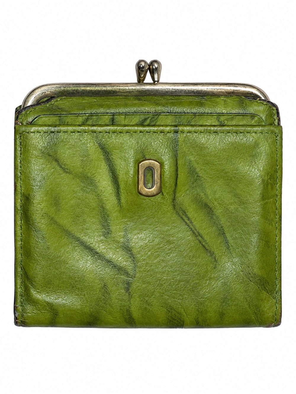 VTG 1970s Princess Gardner Green Crinkled Pigskin Leather French Purse Wallet